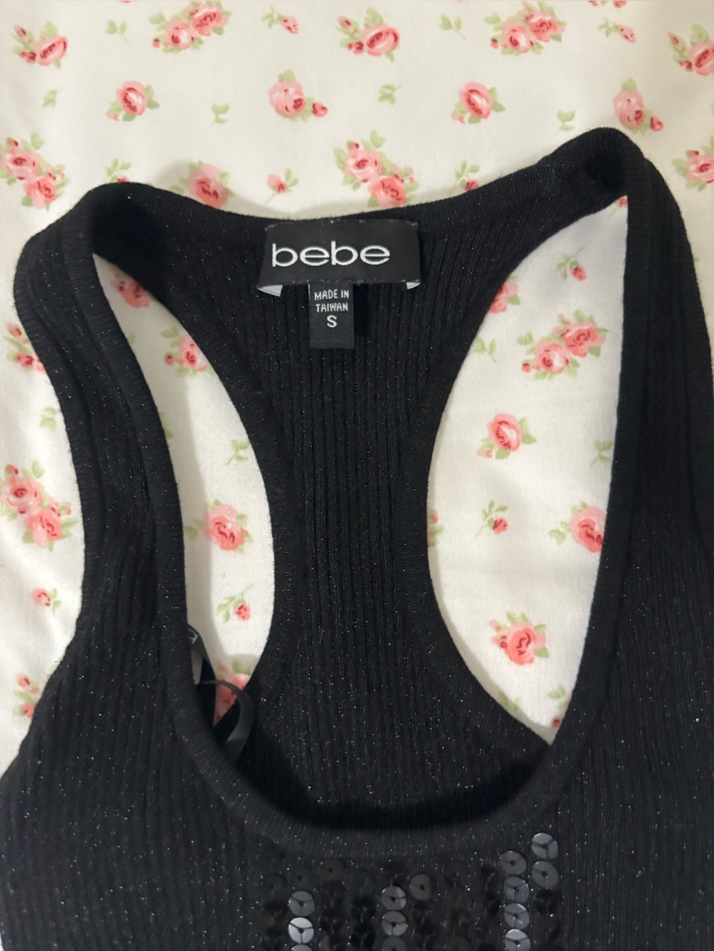bebe Black Sequin Racerback Tank Dress - Picture 3 of 3